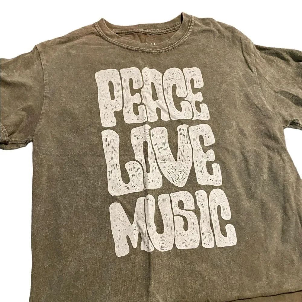 Gold Rush peace love music cropped t shirt size small like new see pics